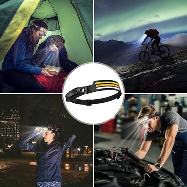 LED налобний ліхтар, перезаряжається, 2 шт. Суперяскравий, 230° широкий кут огляду, вологостійкий, легкий. Ідеально для бігу, риболовлі, піших прогулянок. Білий світлодіодний ліхтар *2 (Multi*2)