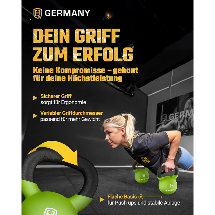 Кетлбел з неопрену HQ Germany® | Повнорозлитий | 2-32 кг | Стартові комплекти | Точність ваги ±2,0%