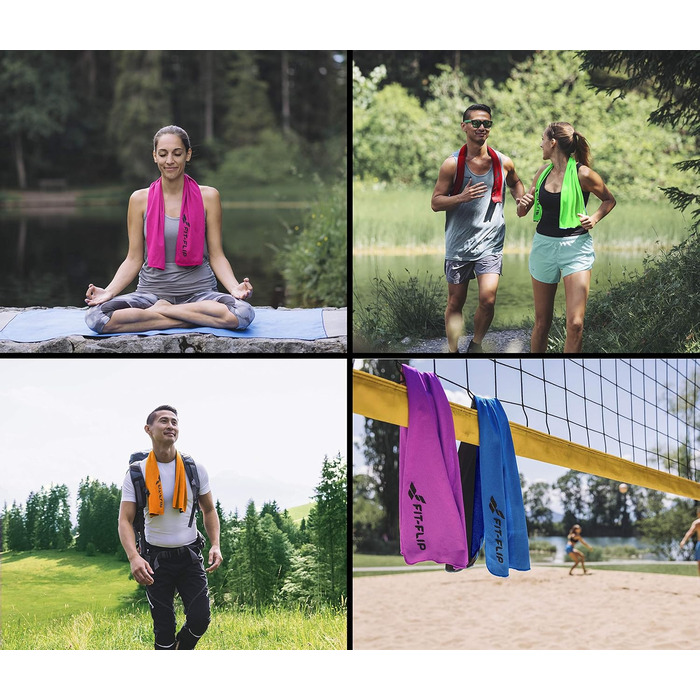 Охолоджуючі рушники Fit-Flip 3 шт. – для фітнесу та спорту – мікрофібра, охолодження шиї – Airflip, рушники Cool Ice Towel – блакитний, рожевий, сірий, 100x30 см