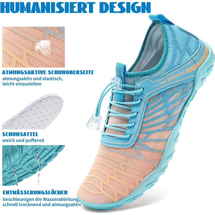 Шкарпетки для плавання WateLves: аквашузи для дорослих та дітей, швидковисихаючі, унісекс, білі, фіолетові, помаранчеві, сині (41 EU)