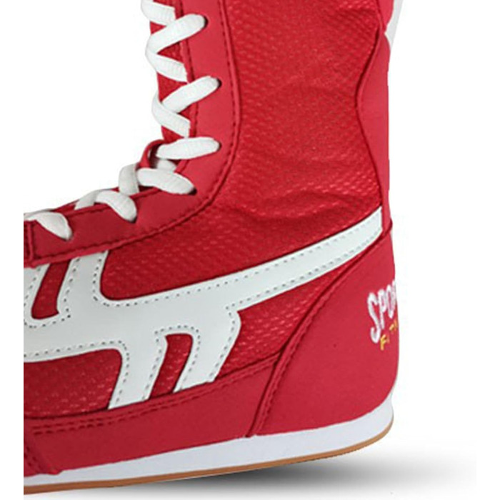 Боксерські та борцівські кросівки для чоловіків та жінок. Дихаючі кросівки для занять боксом та боротьбою, висока шнуровка, червоні, 42 EU