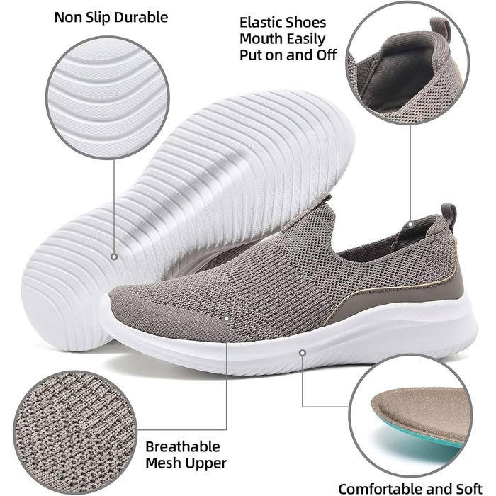 Жіночі кросівки для ходьби та тенісу TIOSEBON, сірі, розмір 36 EU