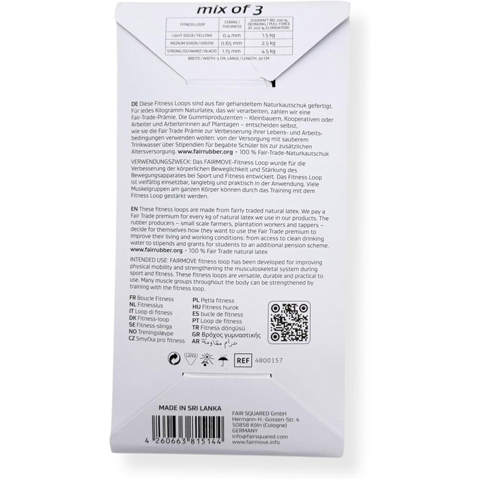 Гумові стрічки FAIR Move для фітнесу: набір 3 шт. з натурального латексу (Theraband) для м'язів, йоги, кроссфіту