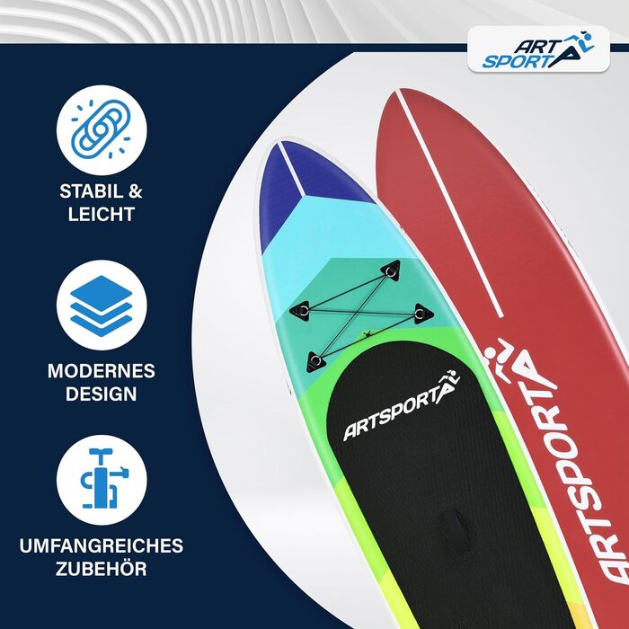 Надувна SUP-дошка ArtSport 320 см, до 150 кг, комплект – весло, помпа, ремінець, сумка