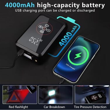 Електричний насос LOVPIS для велосипеда, авто, мотоцикла та м'ячів (150PSI, 4000mAh)