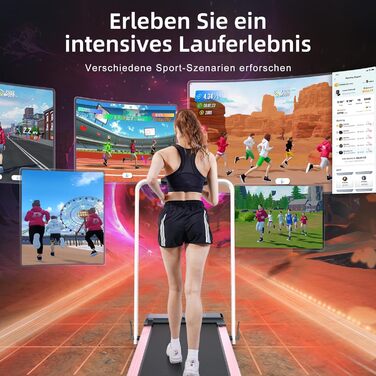 Lacuffy Біговий тренажер для дому, складаний, Walking Pad з нахилом 6%, велика площа для бігу 112 * 42 см, вантажопідйомність 158 кг, для високих людей