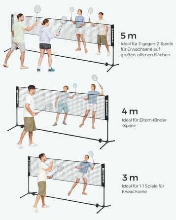 SONGMICS М'язова сітка для бадмінтону та волейболу, регульована висота, 4 м, чорна