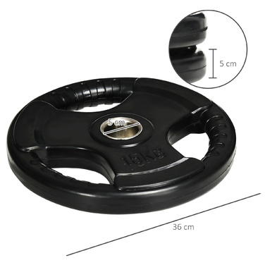 Набір гантелевих дисків SportNow, 2 шт., 15 кг кожен, з трьома ручками, захисне гумове покриття, метал.