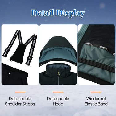 Дитячий зимовий комбінезон SNOWER для хлопчика з капюшоном, теплий гірськолижний костюм, кольоровий зелений (10-12 років, темно-зелений)