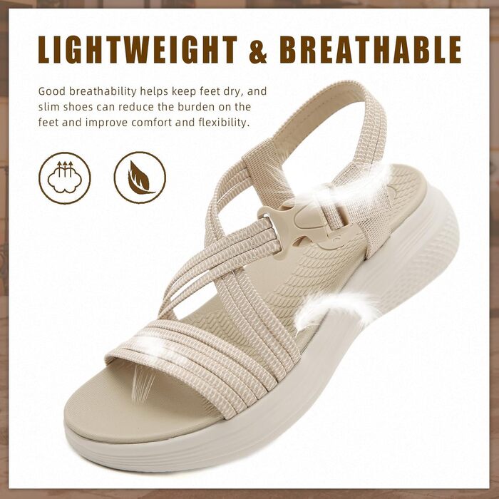 Сандалі жіночі літні Bequeme (Німеччина) 39 EU бежеві з ортопедичною устілкою для прогулянок та відпочинку