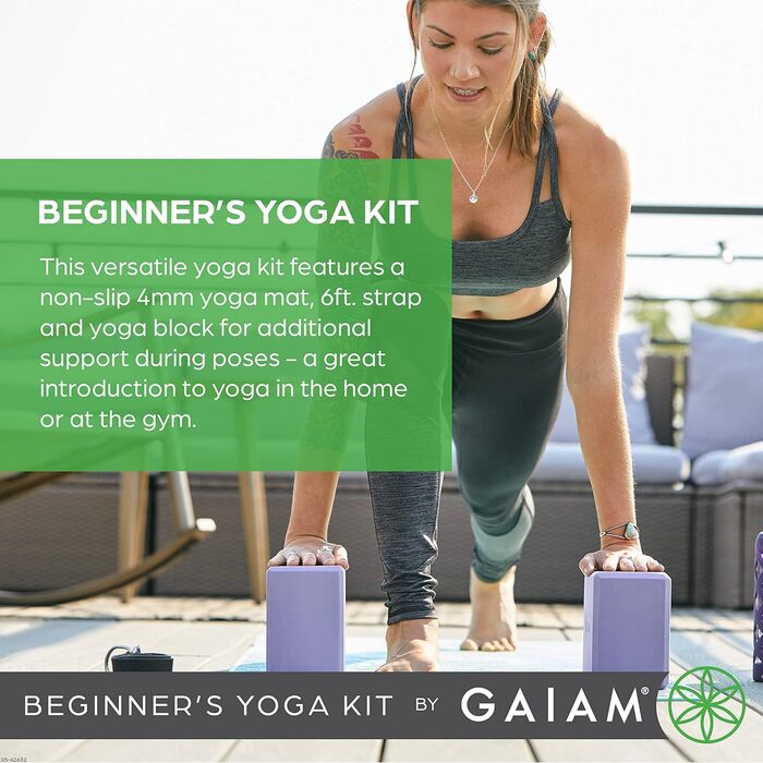 Йога-набір для початківців Gaiam: килимок, блок, ремінь, Лілейна тінь