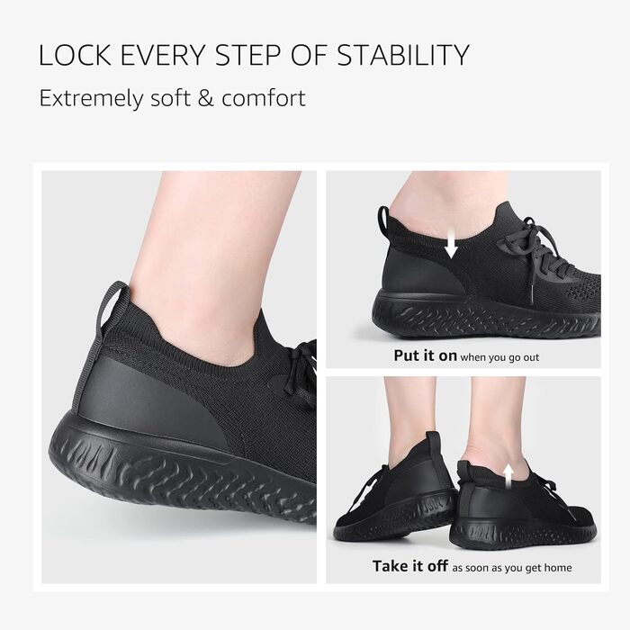 Жіночі кросівки HKR: чорні, легкі, дихаючі, для занять спортом та відпочинку, розмір 41 EU