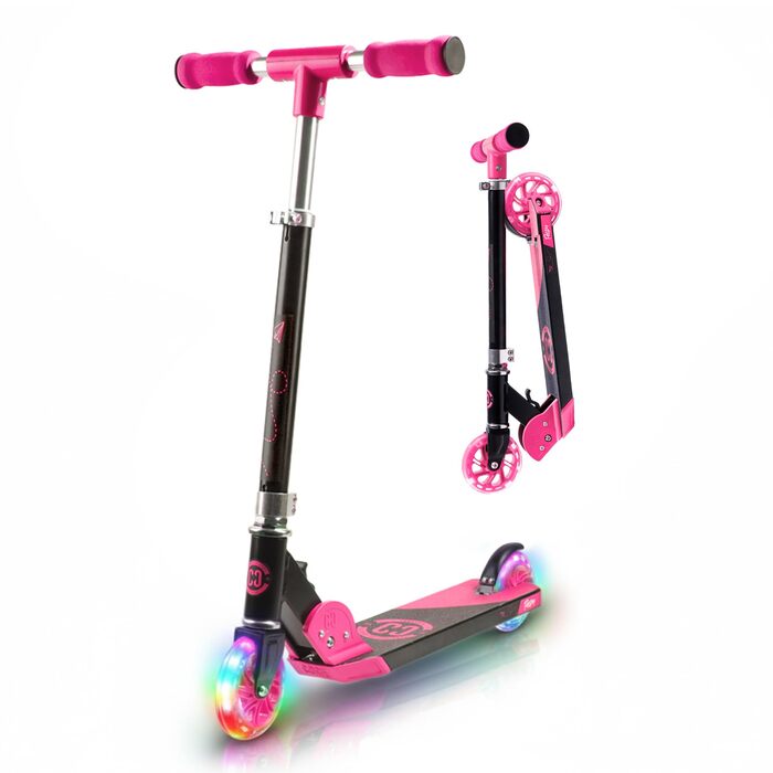 Самокат дитячий CORE Foldy Kinderroller 6-12 років, рожевий, LED-колеса, складаний, регульована ручка