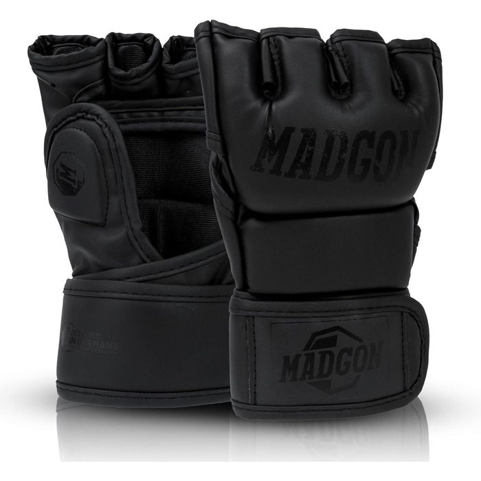 Преміальні MMA рукавички MADGON для єдиноборств, греплінгу, спарингу, крав-мага, муай-тай, боксу, тренувань на мішку, чорні, розмір M, для чоловіків і жінок