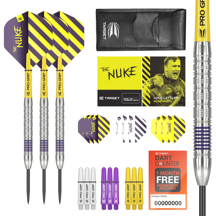 Професійний набір дротиків Target Darts Luke Littler 80% вольфрам, стальні дротики, Pro Grip, Pro Ultra, з чохлом, аксесуари та доступ до DartCounter