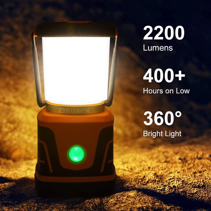 Ліхтар кемпінговий LED Flintronic 2200 Люмен, 6000mAh, 4 режими, димування, IP54, для кемпінгу, надзвичайних ситуацій, оранжевий