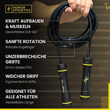 Стрибкове канат для Муай Тай з вагою, для інтенсивних тренувань, Муай Тай & MMA - міцний PVC канат, 1,1 фунта, чорний