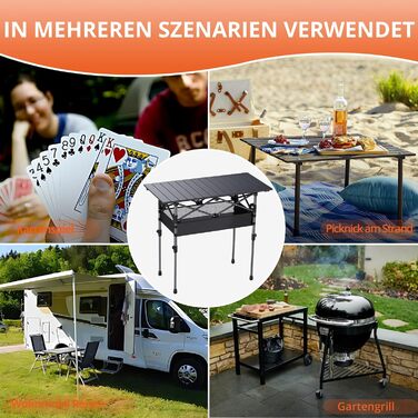 Складаний туристичний стіл Funyich 82x40 см з регулюванням висоти (44/70 см), з сітчастою кишенькою, для кемпінгу, пікніка, BBQ, саду