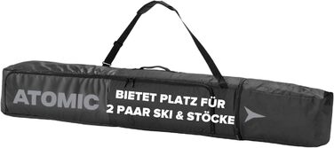 Чохол для двох пар лиж Atomic Double SKI Bag 175-205 см, водостійкий, з ременем, чорний/сірий