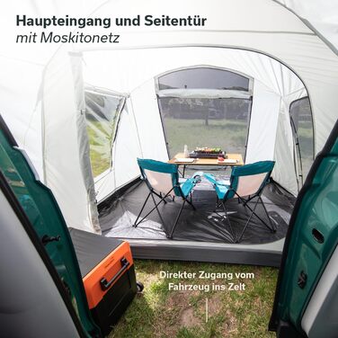 Намет Skandika Tunnelzelt Camper Tramp Protect для кемпінгу 2-4 особи, сірий | Водонепроникний намет з інтегрованою підлогою, москітною сіткою, для фургонів, мінівенів, подорожей