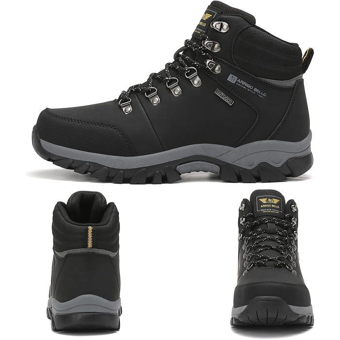 ARRIGO BELLO Зимові черевики для чоловіків: зимові чоботи, чоботи від снігу, утеплені, робочі черевики, для роботи та походів, розмір 41-46, G1, чорний, 43 EU
