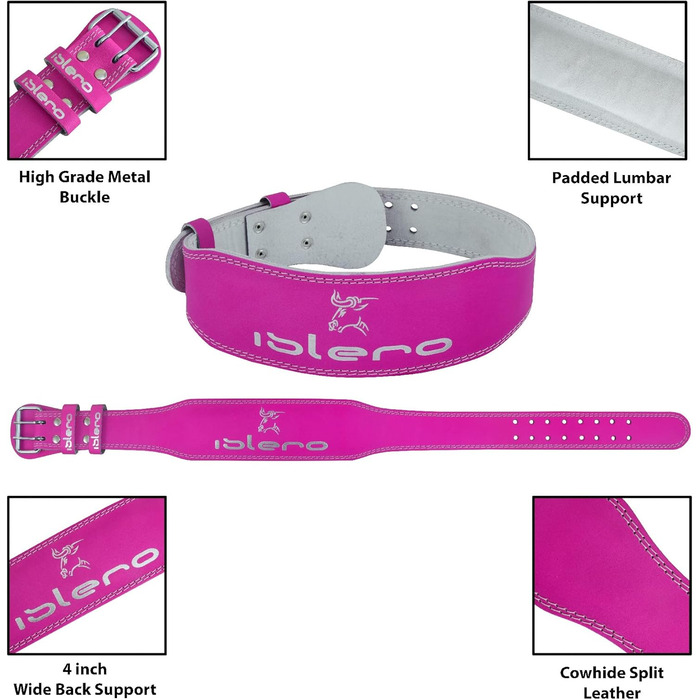 Жіночий шкіряний тренувальний пояс Islero рожевого кольору, 10,2 см, розмір XS