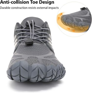 Чоловічі босі кросівки з широкою передньою частиною, Zero Drop, мінімалістичне взуття для воркауту, крос-тренувань, ходьби, хайкінгу, води, важкої атлетики, 43 EU, сірий, темно-сірий