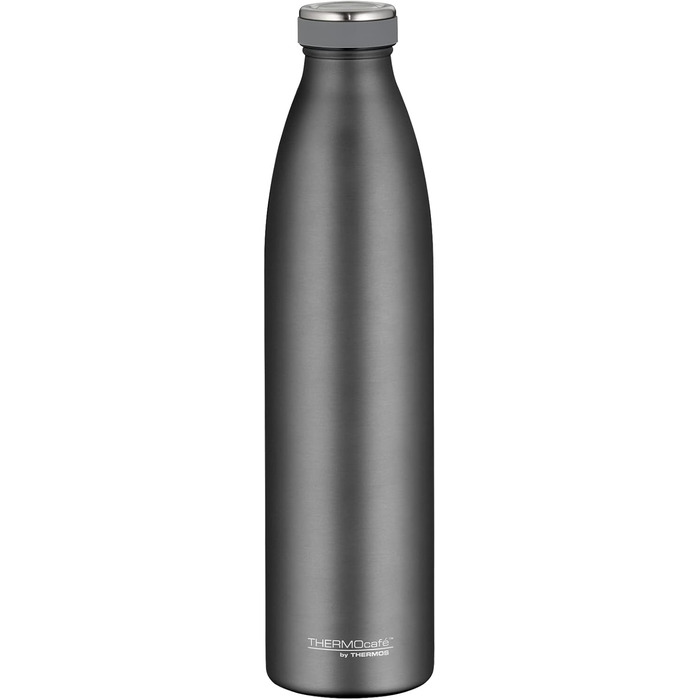 Термос-пляшка THERMOS 1 л, кам'яно-сіра, з нержавіючої сталі, зберігає тепло 12 годин, холод 24 години, герметична, для газованої води, для школи та офісу