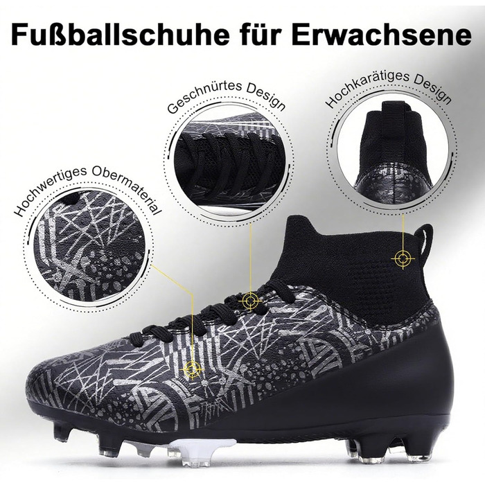 Чоловічі футбольні бутси Madame Fussballschuhe, 37 EU, чорні