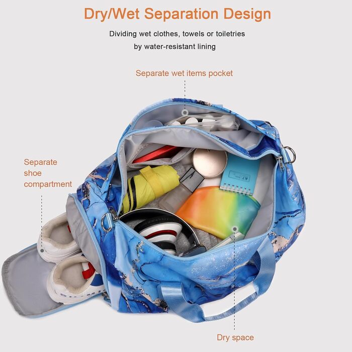 Спортивна сумка для підлітків з відділеннями для взуття та мокрого одягу, для танців, плавання, подорожей