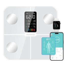 Ваги Healthkeep для вимірювання складу тіла: жир, м'язи, BMI, частота серця. Цифрова вага з дисплеєм, сумісна з iOS та Android. 15 показників, APP.