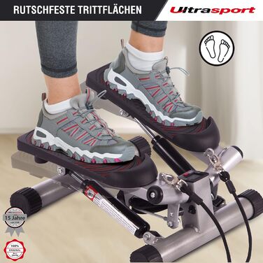 Міні степпер Ultrasport Swing Stepper з еспандерами, фітнес тренажер з комп'ютером для кардіо та зміцнення м'язів