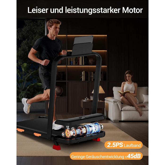 Складана бігова доріжка UMAY для дому з регулюванням нахилу 15%, Walking Pad для ходьби, макс. навантаження 136 кг, з LED-дисплеєм та пультом керування, чорна