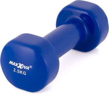 Гантелі MAXXIVA 2x2,5 кг вінілові зі сталевим стрижнем, сині, для фітнесу та силових тренувань