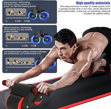 AB Wheel TWSOUL: тренажер для пресу з автоматичним пружинним відскоком та килимком для колін