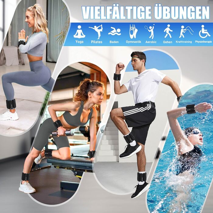 Важільки для ніг та рук BECOJADDE: комплект 2 шт (0.45 кг / 0.9 кг) для кардіотренувань, бігу, ходьби та силових вправ (чорний)