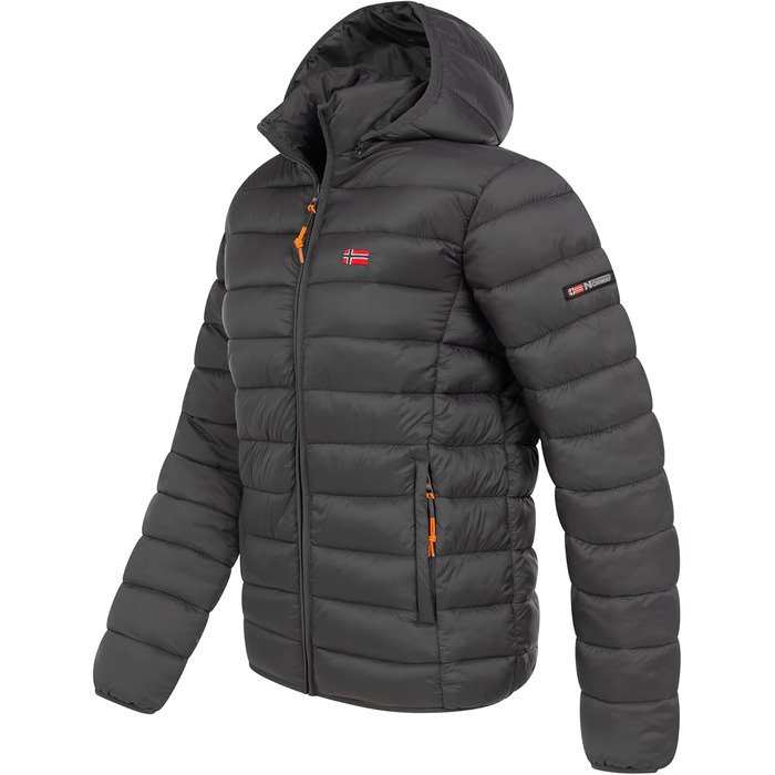 Чоловіча куртка Geographical Norway: тепла, з підкладкою, стеганий дизайн, капюшон, для осені/зими, темно-сірий колір
