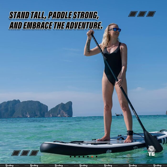 SUP дошка TIGERXBANG Defender-Pro надувна, 305 см, чорна - для стійкої плавучості та веслування