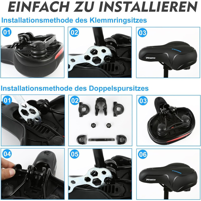 Велосипедне сидіння Pro 2.0: широке, м'яке, комфортне, дихаюче, з пам'яті ефекту та водонепроникним покриттям (блакитне)