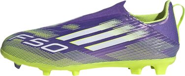 Дитячі футбольні бутси adidas F50 League Laceless для гри на твердих поверхнях, розмір 33.5 EU, фіолетовий, білий, лимонний