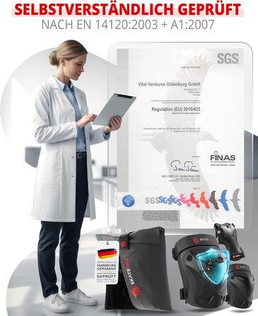 Набір захисту SKATEWIZ 6 шт. для дітей та дорослих - наколінники, налокітники, захист зап'ястків, чорний Protect-1 XS