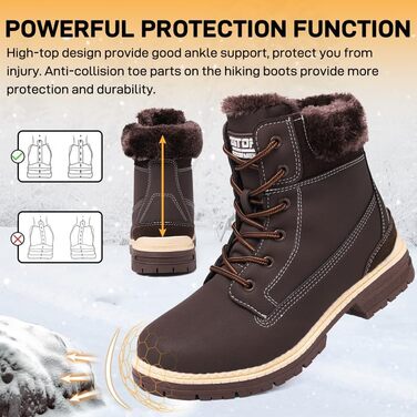 Зимові чоботи жіночі утеплені, водонепроникні, для снігу, теплі, короткі, трекінгові, підошва не слизька (Коричневі, 37 EU)