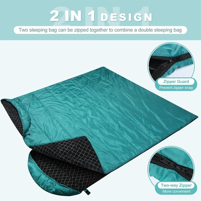 Спальний мішок Baumwoll-Flanell для дорослих, 100% бавовна, для кемпінгу, трекінгу, подорожей з рюкзаком, 3-4 сезони, легкий, See blau/schwarz