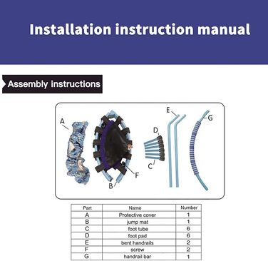 Батут дитячий Ø96 см з м'яким ручним захопленням та захисним килимком. Батут для фітнесу, ігровий батут для саду та дому, блакитний, від 2 років