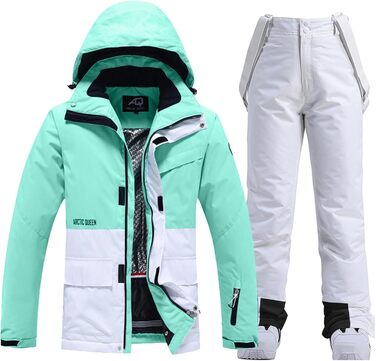 WOWULOVELY Комплект зимовий для сноуборду та гірськолижного спорту (жіночий) - водонепроникний, вітронепроникний, білий XL