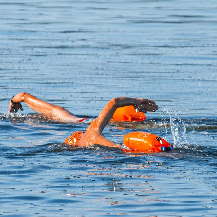 Надувна плавуча шийка 20L помаранчевого кольору для дорослих та дітей - безпечний тримач для плавання у відкритій воді та триатлону