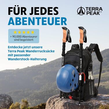 Trekking палки Terra Peak Premium, телескопічні, ультралегкі, карбон або алюміній, для чоловіків і жінок, з гумовими наконечниками, мікрофібровий рушник у комплекті, для трекінгу та скандинавської ходьби