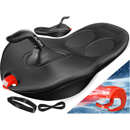 Кесер® Бобслей Bob Schneebob Alpina з LED-підсвіткою, тросом, для дітей та дорослих, пластиковий, чорний