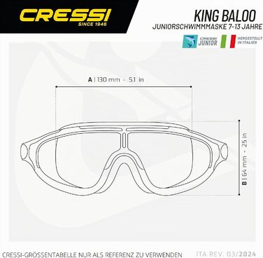 Маска для плавання та снорклінгу Cressi Baloo King для дітей, антизапітніюча, захист від UV-променів, регульована (Lilla/White)