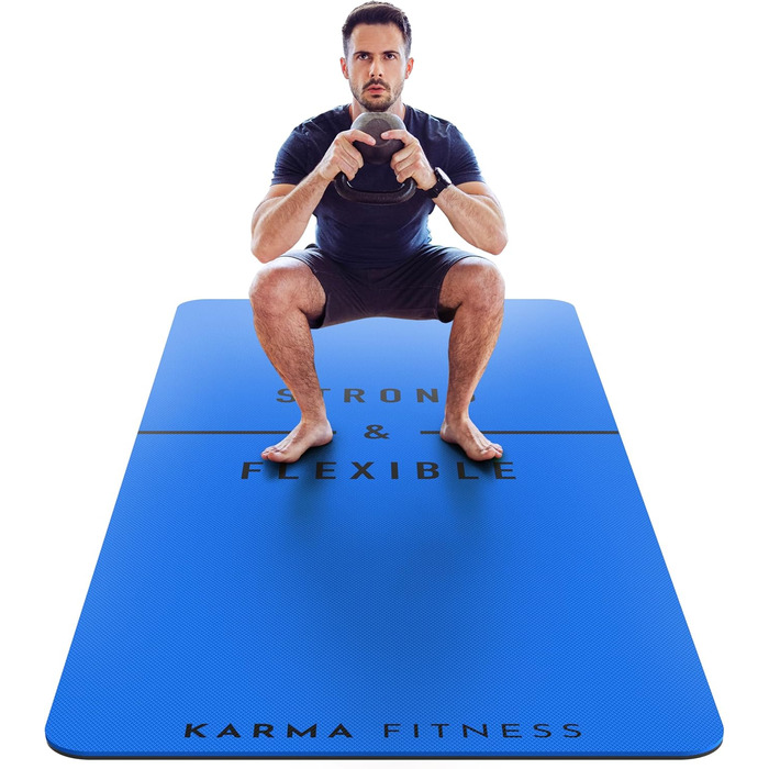 Тренувальний килимок для фітнесу – великий, широкий та товстий (183x80x10 мм) – TPE килимок, неслизький, для дому, HIIT, Pilates, гімнастики, сірий (з принтом)